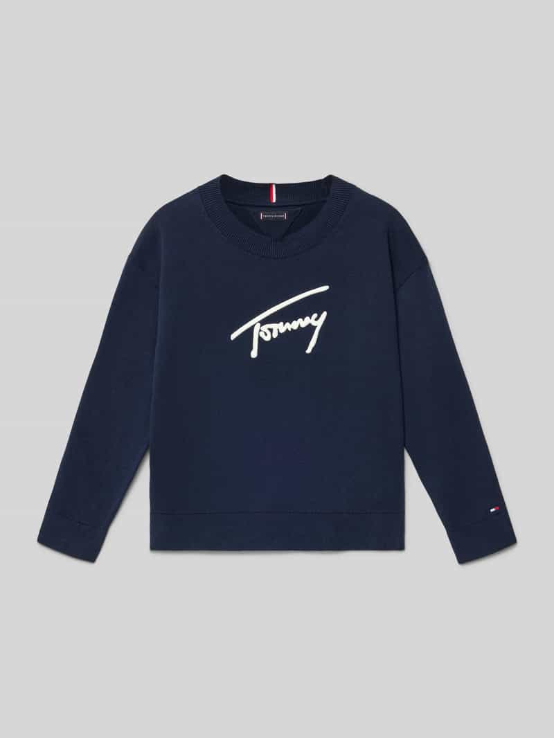 Sweter z dzianiny o kroju regular fit z czystej bawełny model ‘VARSITY’