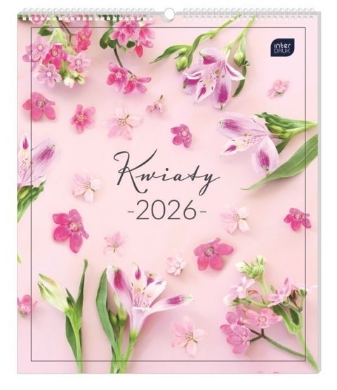 Kalendarz 2026 ścienny planszowy 33,5x40cm Kwiaty - kalendarz