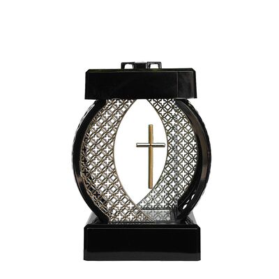 Znicz Kapliczka Koło Rattan Mały 28 cm złoty