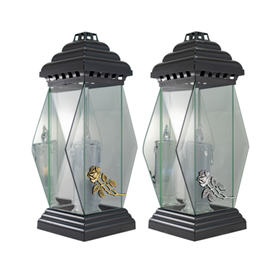 Znicz szklany Lampion diament LED 40 cm mix