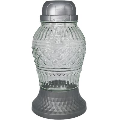 Znicz szklany solarny LA 503 SOL SR 11,5 x 21 cm srebrny