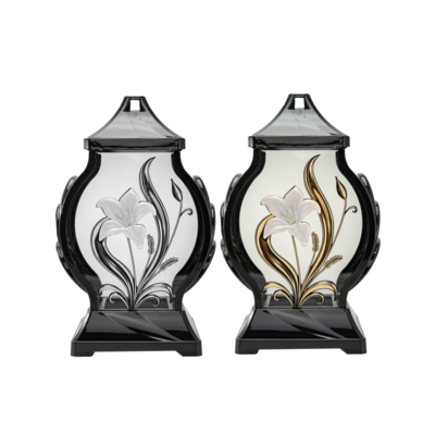 Znicz szklany Lampion lilia 29 cm OBM mix