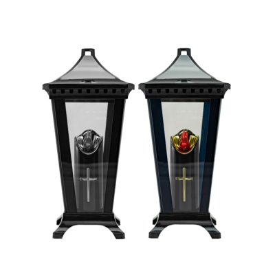 Znicz szklany Lampion latarnia LED 32,5 cm