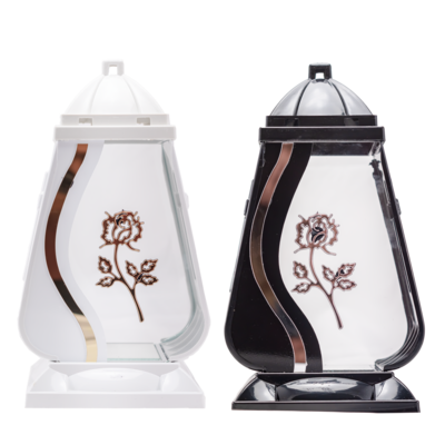 Znicz szklany Lampion róża 29,5 cm mix