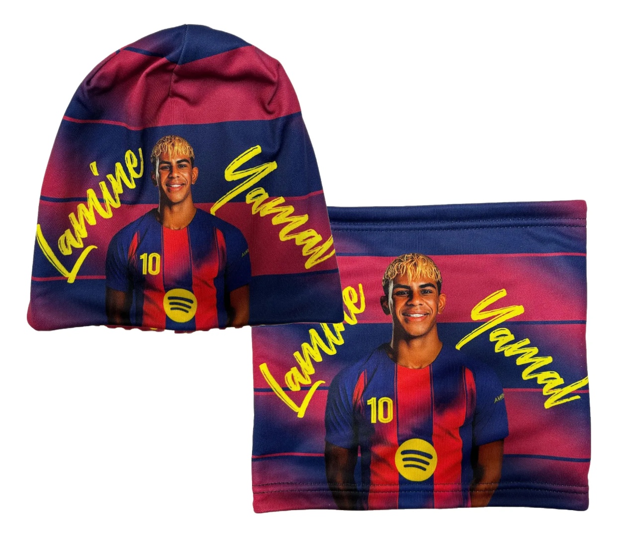 Lamine YAMAL Barcelona bordo czapka i komin ocieplone polarem - komplet BP