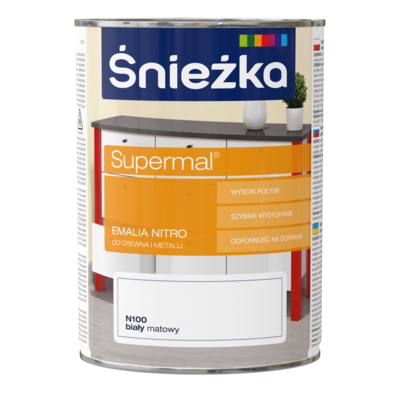 Śnieżka Supermal Emalia Nitro matowa biały N100 0,8 l