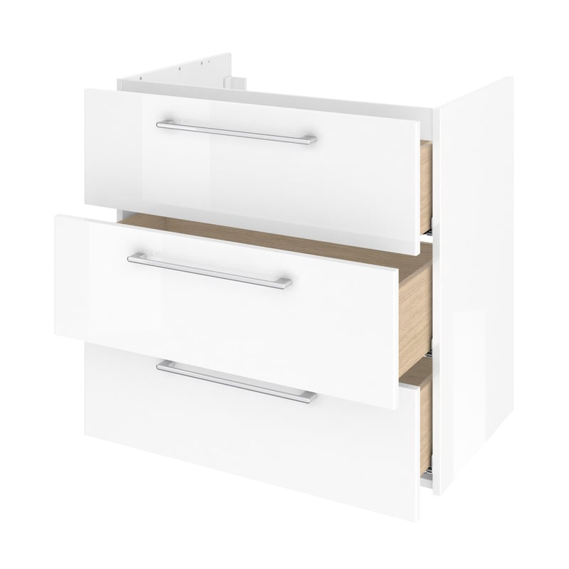 Szafka łazienkowa 3 szuflady + umywalka zestaw 76x49.5 cm Remix biała Sensea