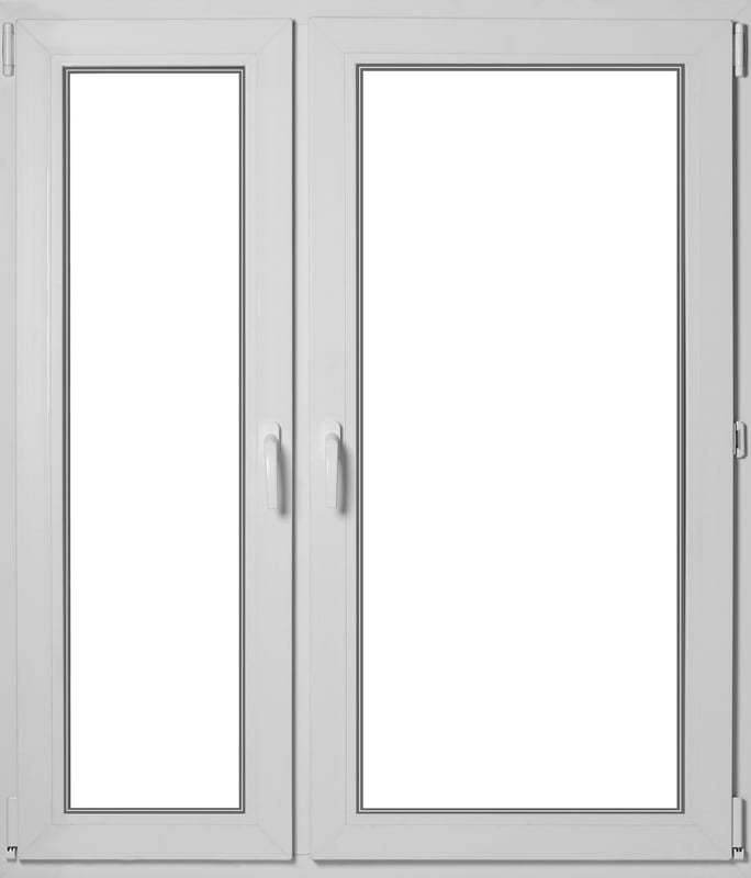 Okno PCV 3-szybowe fasadowe MD85 ANTR03 O33AR/RU antracytowe 1165x1435 mm dwuskrzydłowe rozwierne rozwierno-uchylne lewe