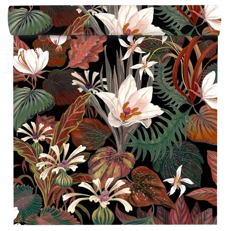 Tapeta Tropikalna Liście brązowo-czarne winylowa na flizelinie