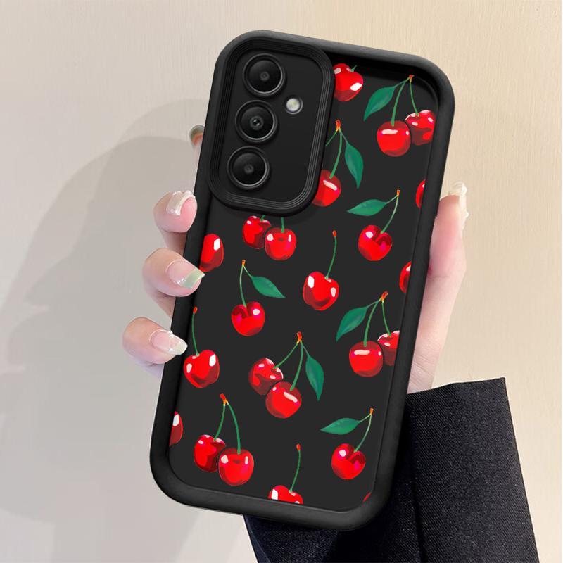 TEMU Etui na telefon z miękką obudową z różowymi wiśniami do Samsunga Galaxy A73 A54 A72 A53 A71 A52 A52S A51 A55 A35 A25 5G A15 4G