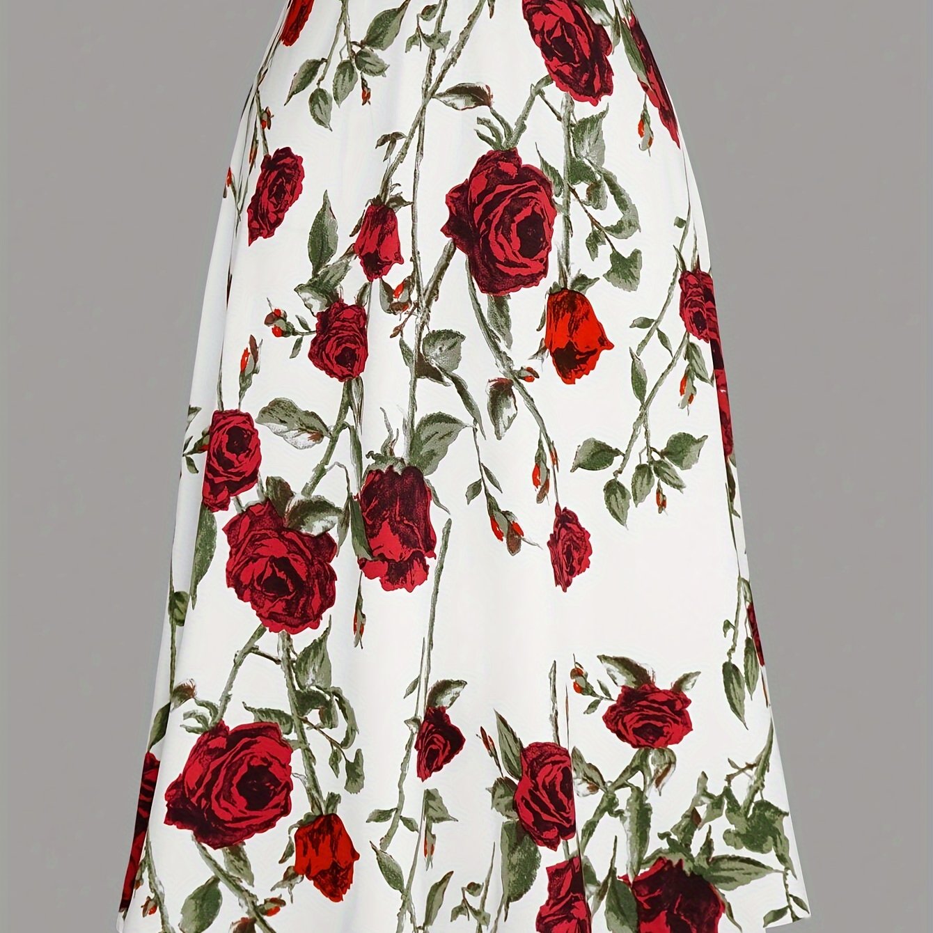 TEMU Spódnica z wysokim stanem z kwiatowym nadrukiem, elegancka spódnica midi w kształcie litery A, rozkloszowana na wiosnę i , odzież damska