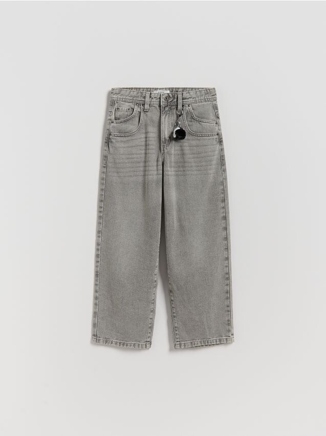 Reserved - Jeansy baggy z brelokiem - jasnoszary