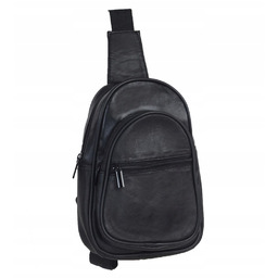 Torba Skórzana Na Ramię Nerka Barkówka Noszona Na Skos CONVEY (PL) CZARNA Praktyczna I Wygodna 25 x 18 x 7 [cm]