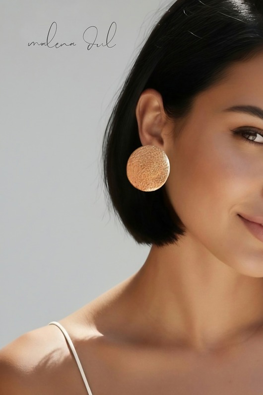 Kolczyki SUN miedziane klasyczne koła skóra naturalna