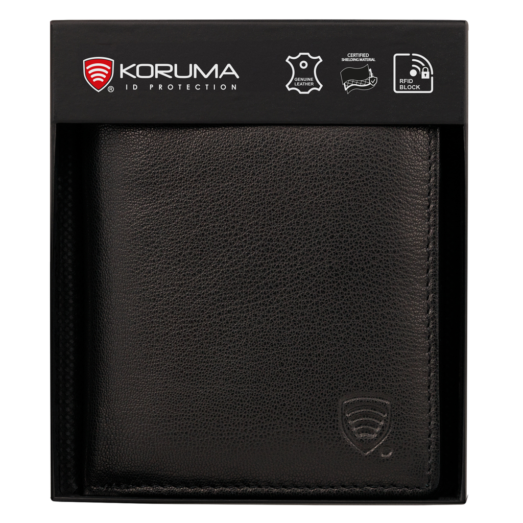 Mały młodzieżowy portfel skórzany z ochroną RFID (czarny)