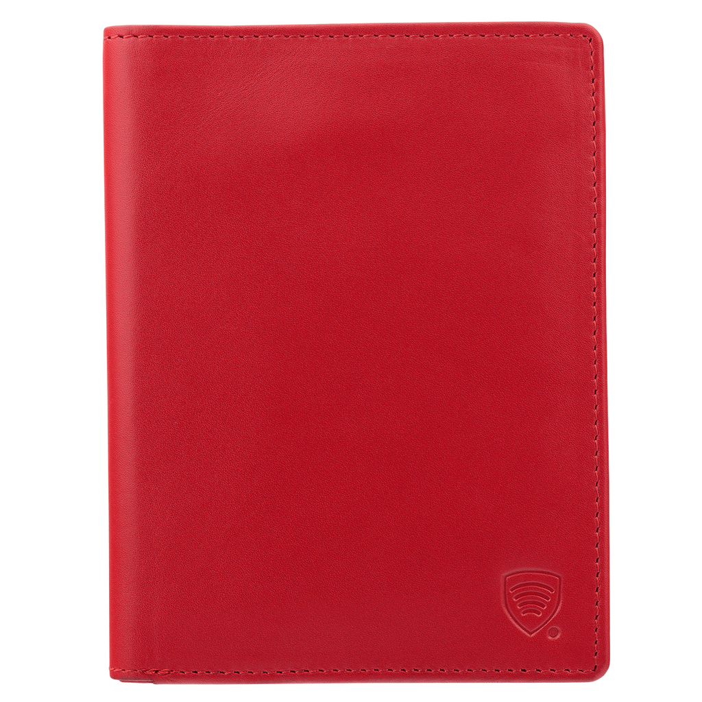 Skórzany portfel podróżny na karty oraz dokumenty zbliżeniowe (czerwony)