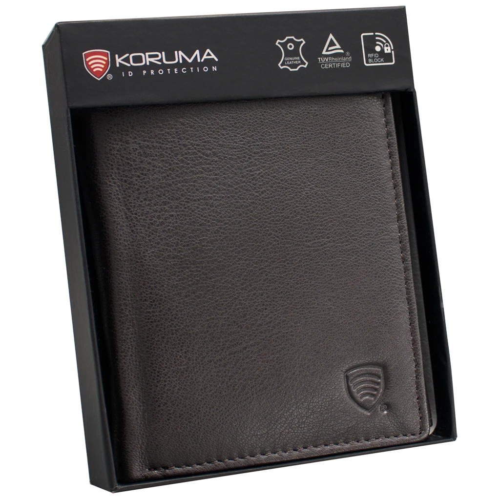 Portfel męski skórzany z ochroną kart zbliżeniowych RFID BLOCK (brąz)