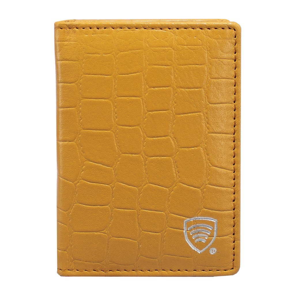 Mały skórzany portfel RFID KUK-77TCRYLW (Musztardowy)