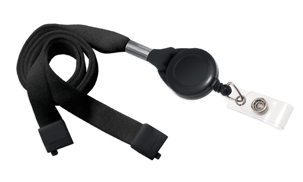 Smycz Zwijana Identyfikator - Bezpieczne Zapięcie - kolor Czarny