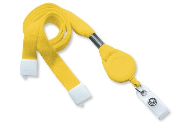 Szeroka 16mm bezpieczna smycz na szyję + brelok typu jojo (Żółty)