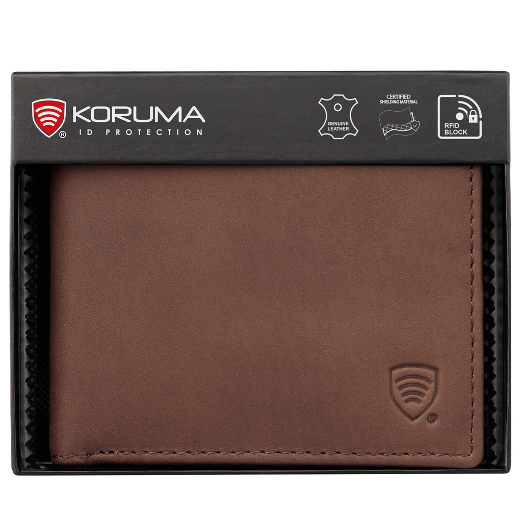 Antykradzieżowy portfel młodzieżowy z ochroną RFID (brąz)