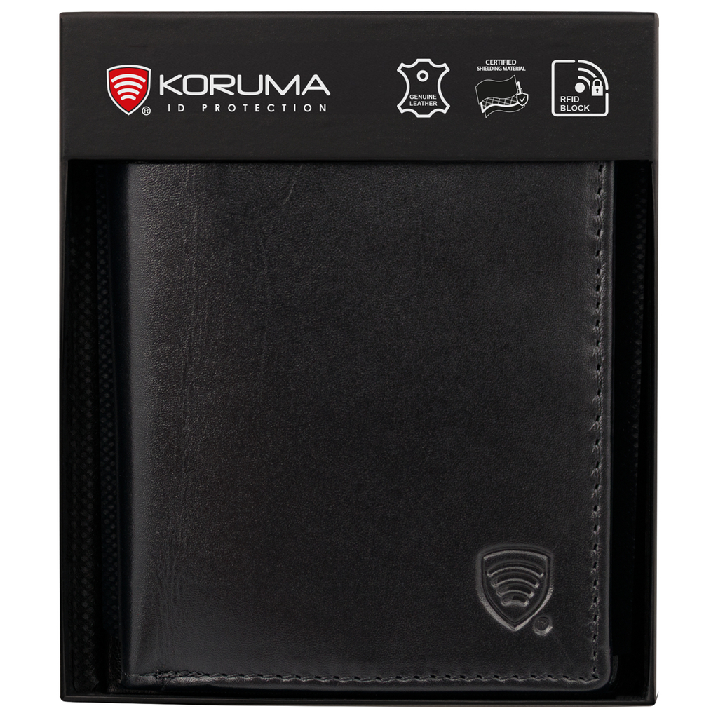 Mały młodzieżowy portfel skórzany z ochroną RFID (czarny)