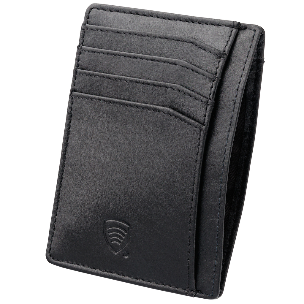 Skórzane etui na karty zbliżeniowe RFID do marynarki (Czarny)