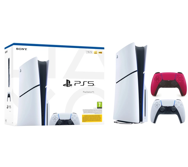 Sony PlayStation 5 Slim E Chassis PS5 1TB z napędem + Dodatkowy Pad Czerwony