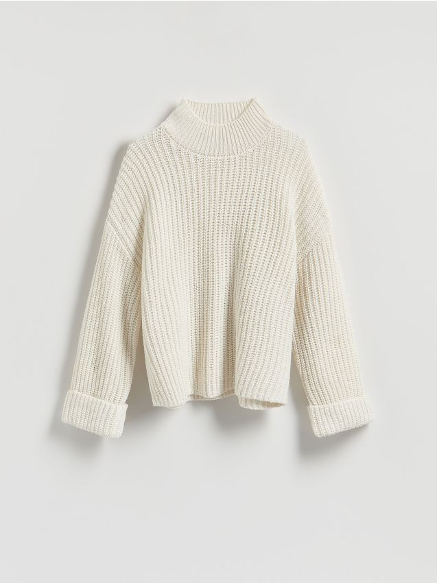 Reserved - Sweter z wełną - złamana biel