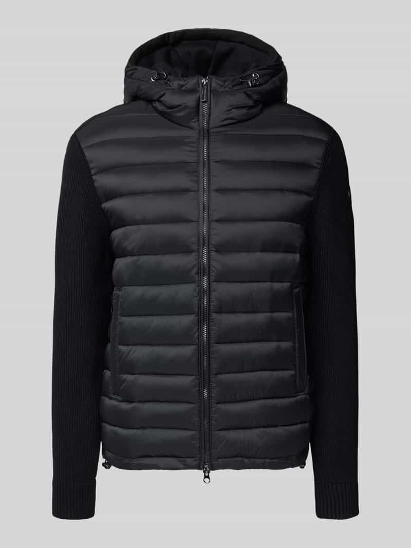 Kurtka hybrydowa z kapturem i dwustronnym zamkiem błyskawicznym