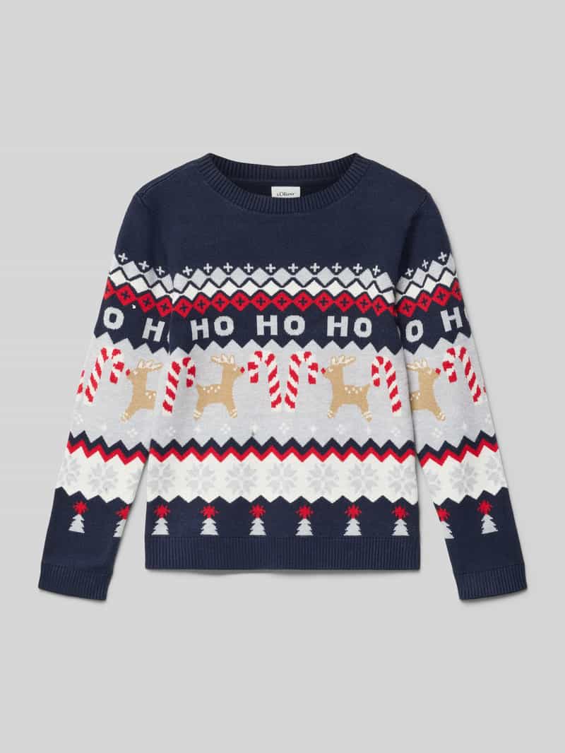 Sweter świąteczny o kroju regular fit z mieszanki wiskozy