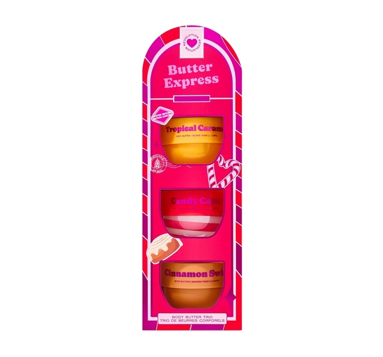Makeup Revolution Butter Express zestaw prezentowy świąteczne mini masełka do pielęgnacji ciała 3 x 65 ml
