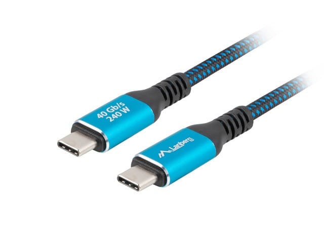 Lanberg kabel USB-C USB4 M/M 0.5m 240W 8K 60Hz czarno-niebieski