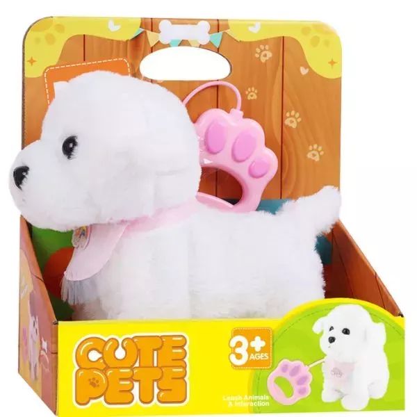 Interaktywny piesek na spacer - biały