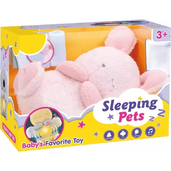 Śpiący pluszowy królik z efektami świetlnymi i dźwiękowymi