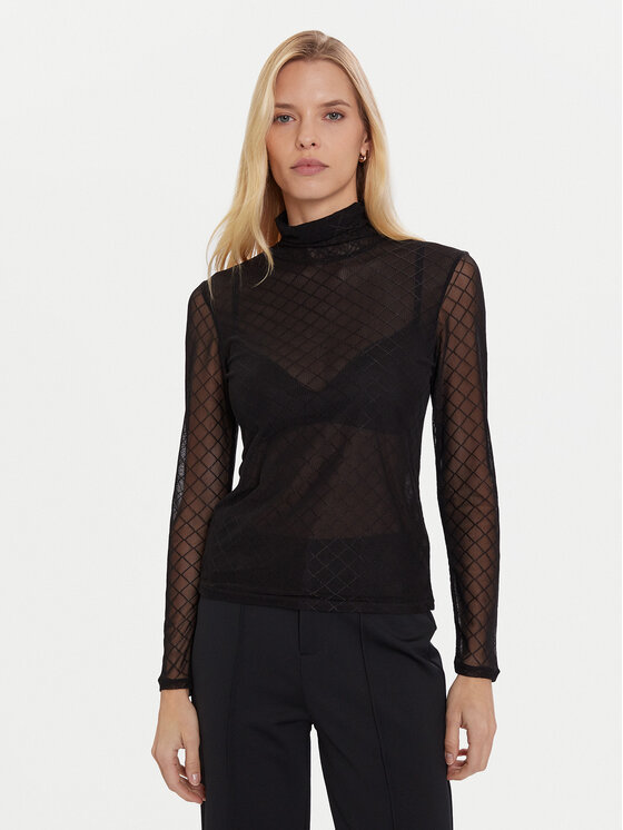 Morgan Bluzka 252-TMESH Czarny Slim Fit