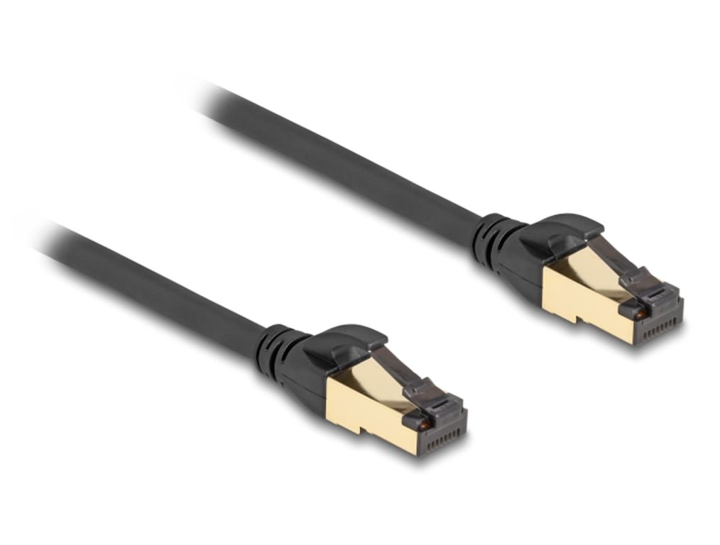 DeLOCK Kabel sieciowy RJ45 Cat.6A męski na męski S/FTP czarny 30 cm z podstawowym kablem Cat.7 odpowiedni do użytku przemysłowego i zewnętrznego 80246