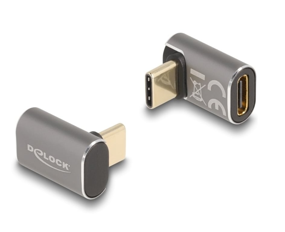 DeLOCK USB Adapter 40 Gbps USB Type-C PD 3.0 100 W męski na żeński kątowy 8K 60 Hz metalowy 60054