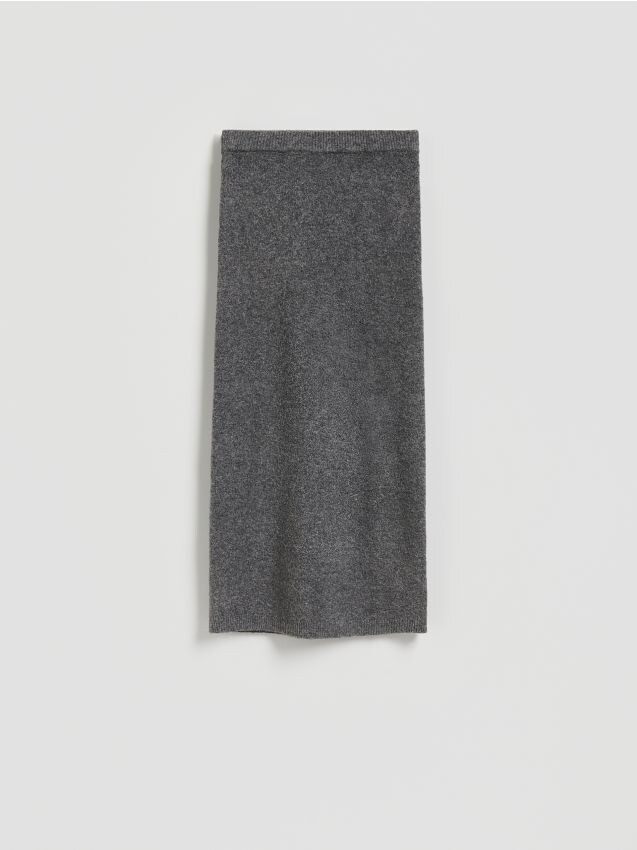 Reserved - Dzianinowa spódnica midi - ciemnoszary