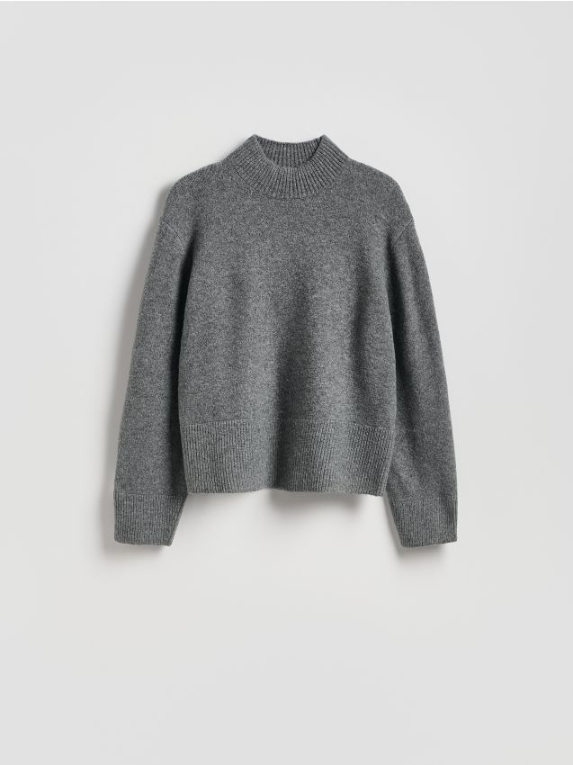 Reserved - Sweter z niskim golfem - szary