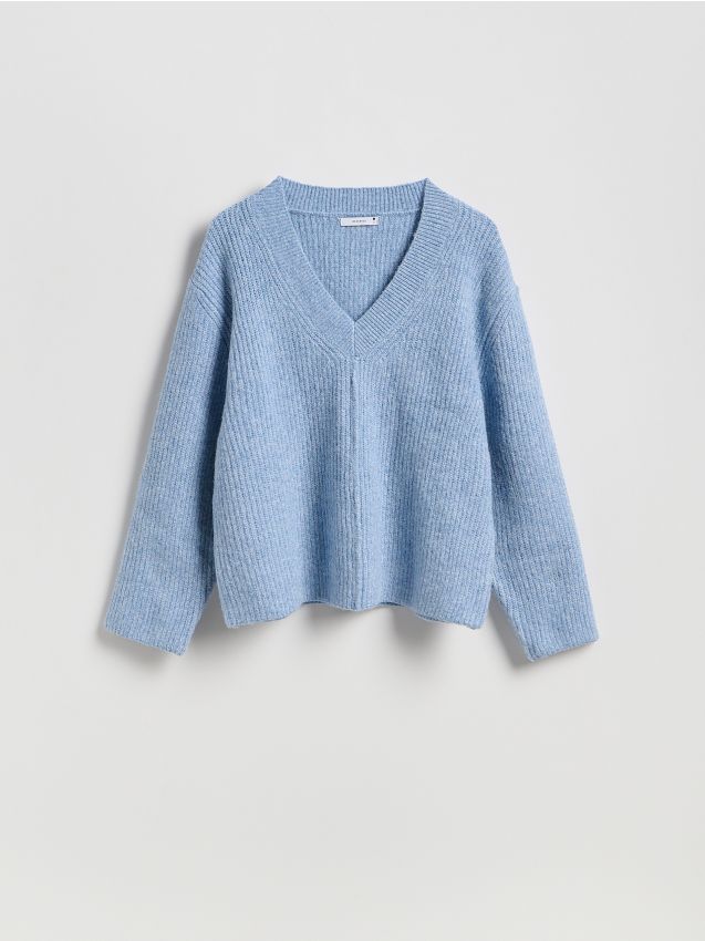 Reserved - Sweter oversize - niebieski