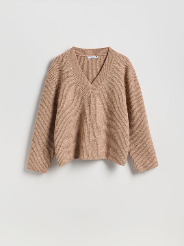 Reserved - Sweter oversize - brązowy