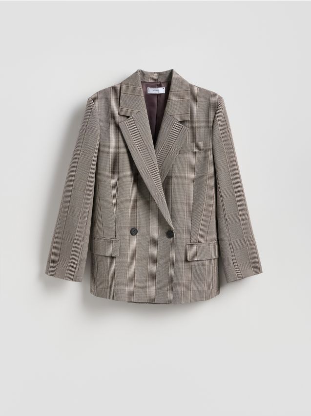 Reserved - Dwurzędowa marynarka w kratę - wielobarwny