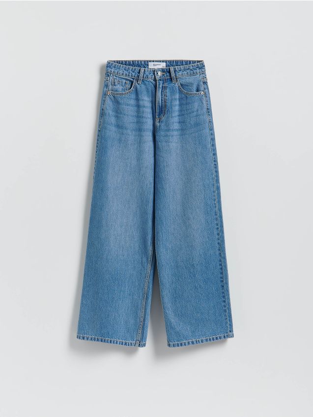 Reserved - Jeansy wide leg z wysokim stanem - niebieski