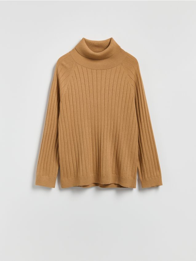 Reserved - Golf w prążek - brązowy