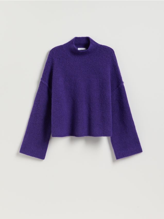 Reserved - Sweter z golfem - fioletowy