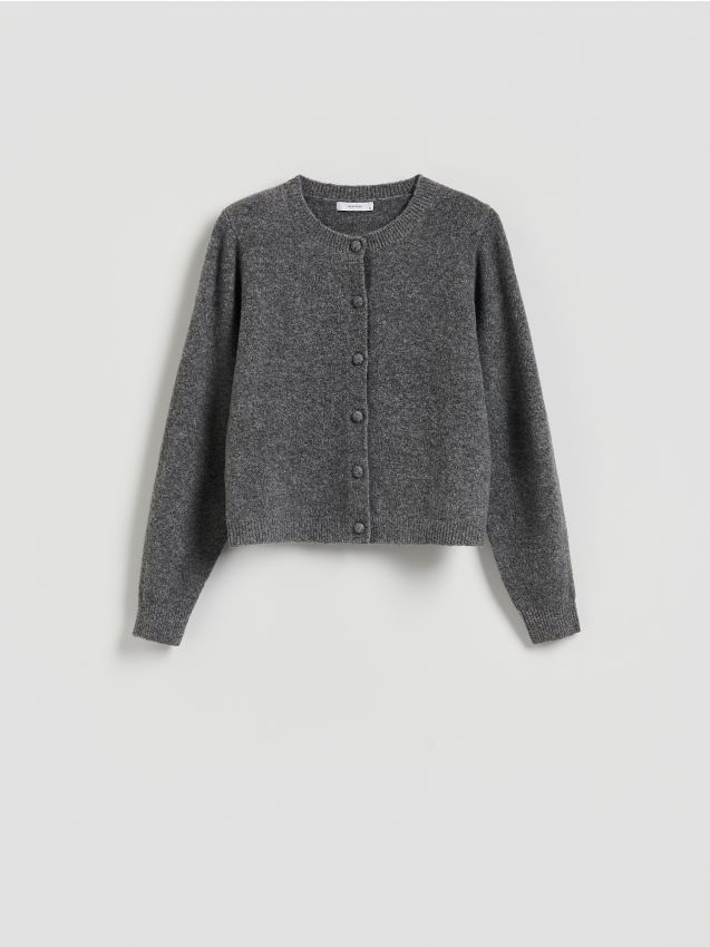 Opinie o Reserved - Kardigan z domieszką wełny - ciemnoszary