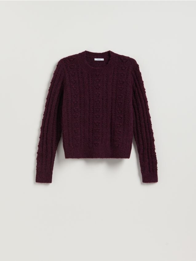 Reserved - Sweter z dodatkiem wełny - ciemnofioletowy