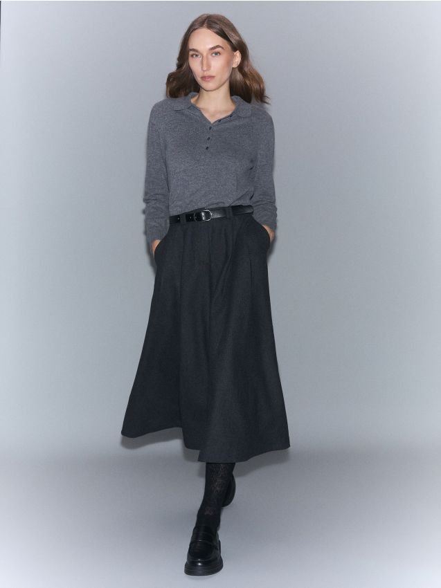 Reserved - Spódnica z wełną - ciemnoszary