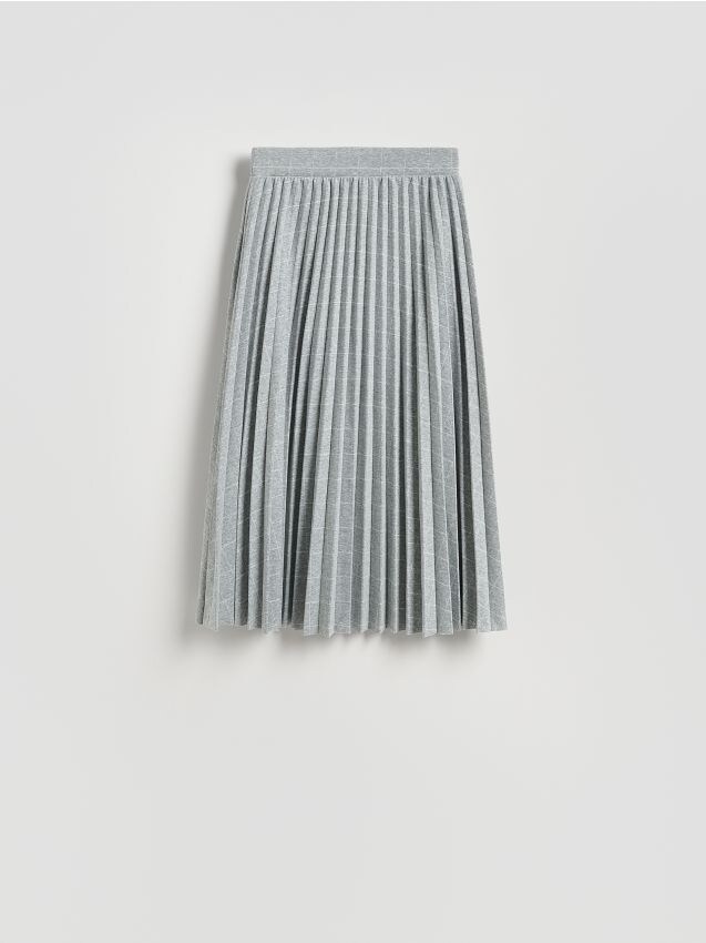 Reserved - Plisowana spódnica w kratę - ciemnoszary